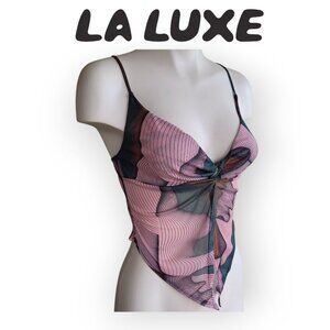 La Luxe sleeveless retro Y2K multicolored mesh top size S